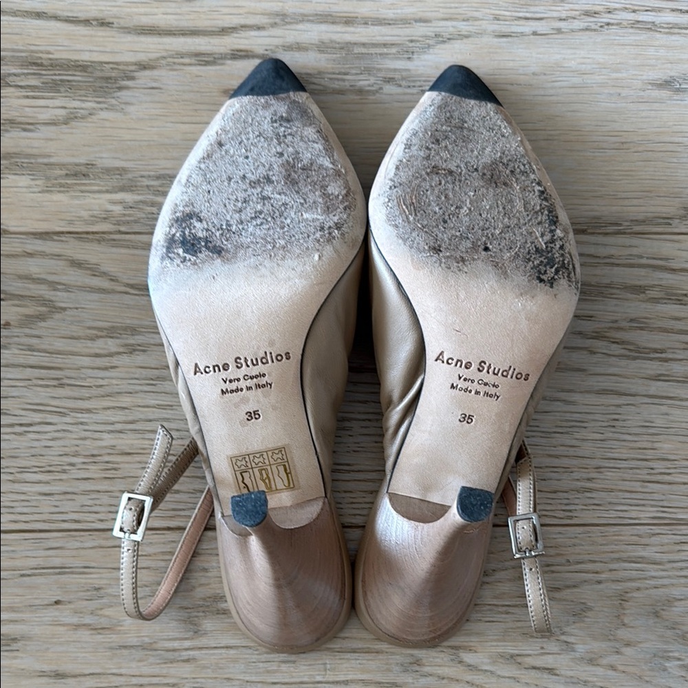 Acne Tan Heels with Kitten Heel and Slingback - Picture 5 of 5